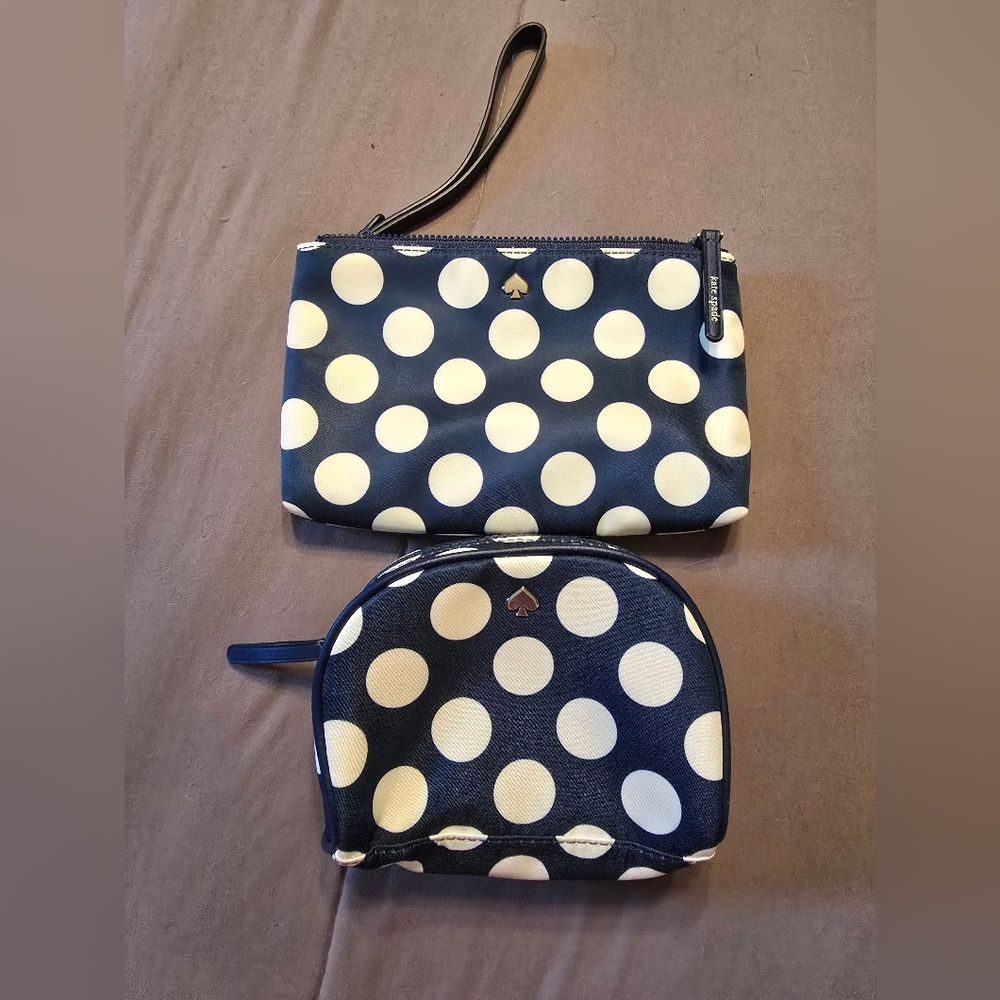 Kate Spade polka dot wristlet and pouch